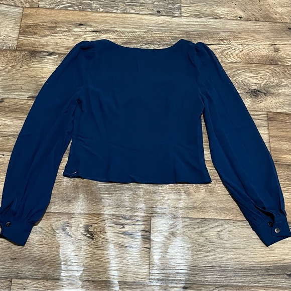 New Commense Crop Blouse Size Small Blue Long Sleeve Side Zipper New With Tags - Picture 4 of 13